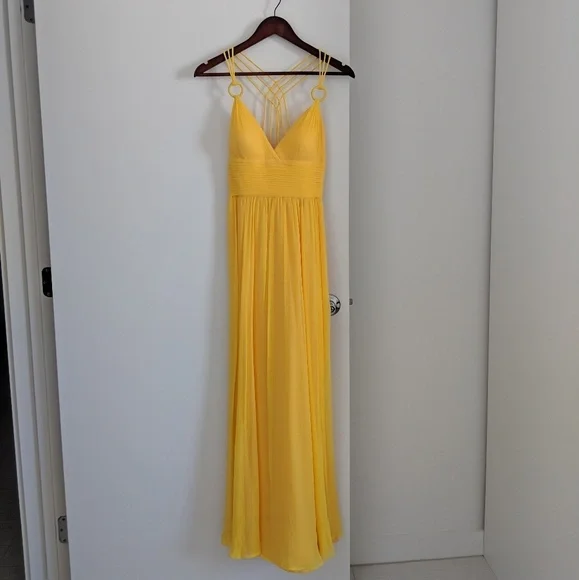 Aidan Mattox | Dresses | Aidan Mattox Yellow Maxi Dress | Poshmark